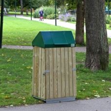 Säckhållare med inkasttopp och lucka